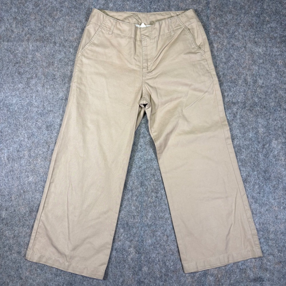 VTG GAP Capri Pants Tan Sz 6 Cropped‎ Wide Leg Baggy Loose Linen Blend Y2K 2002